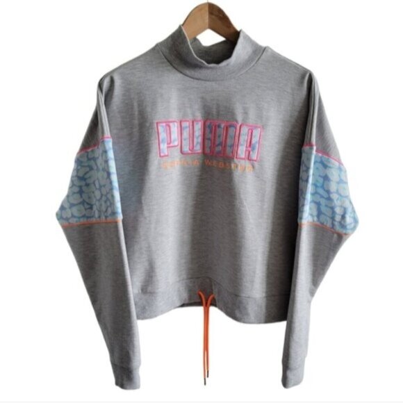Puma x Sophia Webster Light Grey Heather Crewneck Sweatshirt Size M - Picture 1 of 8
